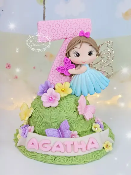 Vela Fada Personalizada em Biscuit