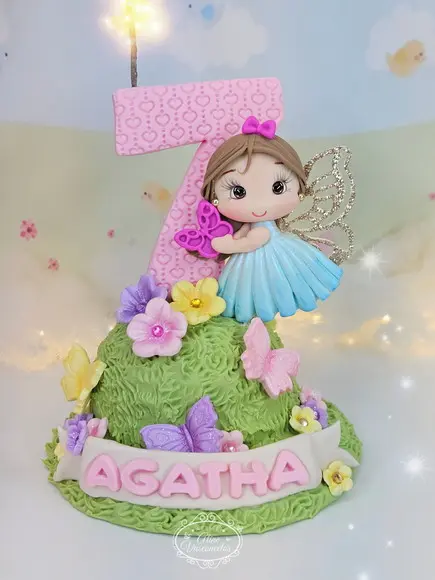 Vela Fada Personalizada em Biscuit