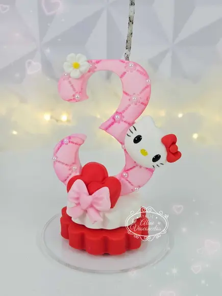 Vela Hello Kitty em Biscuit