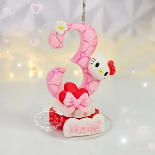 Vela Hello Kitty em Biscuit