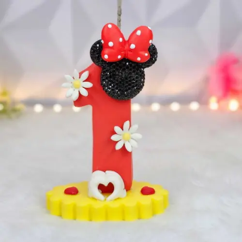 Vela Minnie Vermelha em Biscuit/ Vela Minnie Pronta Entrega