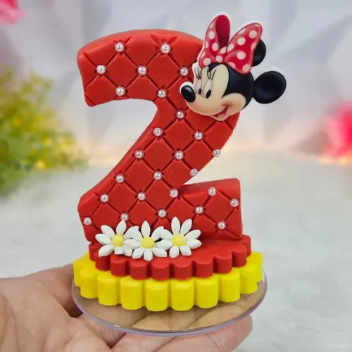 Vela Minnie Vermelha em Biscuit/ Vela Minnie Pronta Entrega