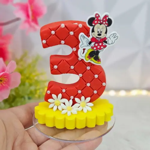 Vela Minnie Vermelha em Biscuit/ Vela Minnie Pronta Entrega
