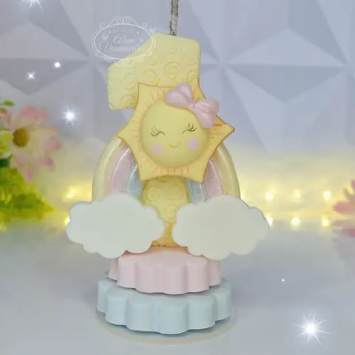 Vela Tema Raio de Sol em Biscuit