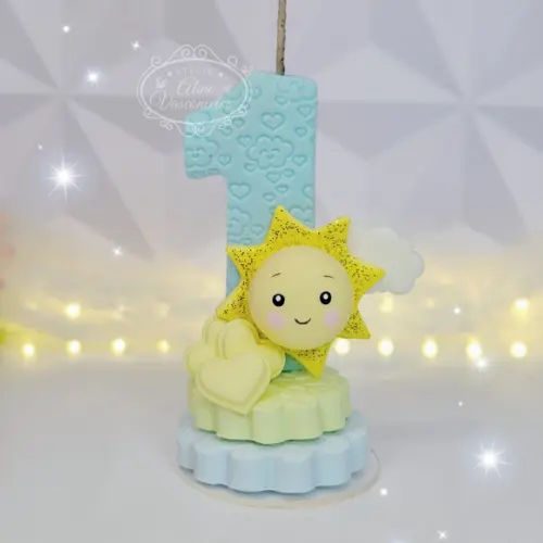 Vela Tema Raio de Sol em Biscuit