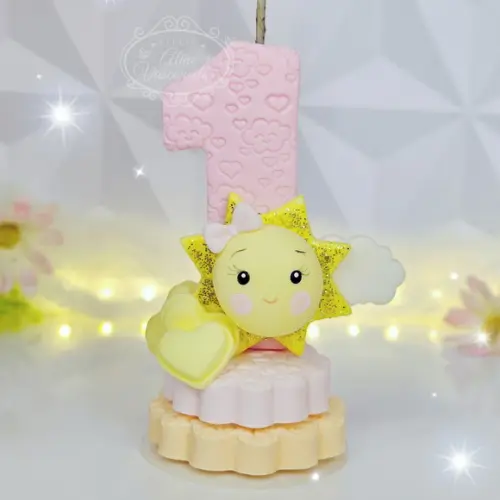 Vela Tema Raio de Sol em Biscuit