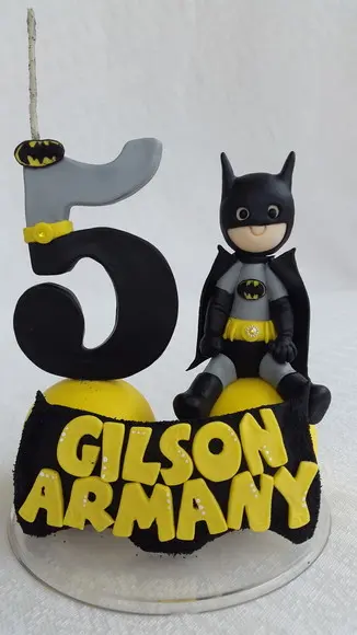 Vela/topo de Bolo Batman Personalizado em Biscuit
