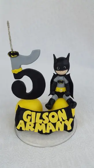 Vela/topo de Bolo Batman Personalizado em Biscuit
