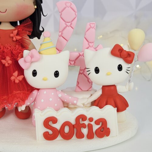 Topo de bolo Hello Kitty personalizado em biscuit