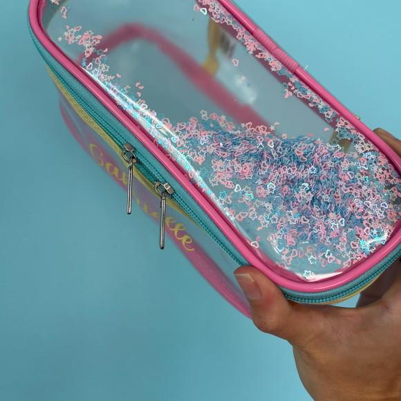 Kit com 10 Unidades Necessaire Estojo com Transparência