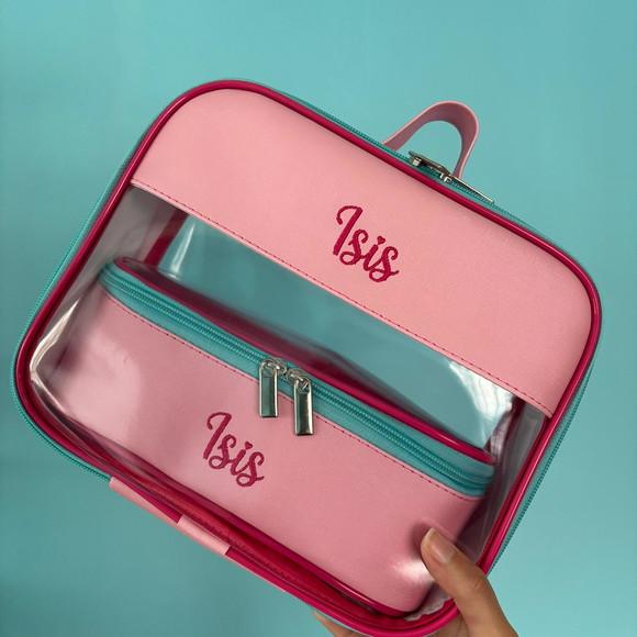 Kit Maleta m + Necessaire / Estojo com Transparência
