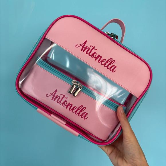 Kit Maleta m + Necessaire / Estojo com Transparência