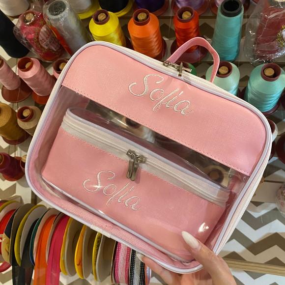 Maleta m + Necessaire / Estojo com Transparência