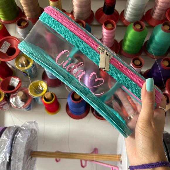 Necessaire Estojo Plástico Transparente Brilho Personalizado