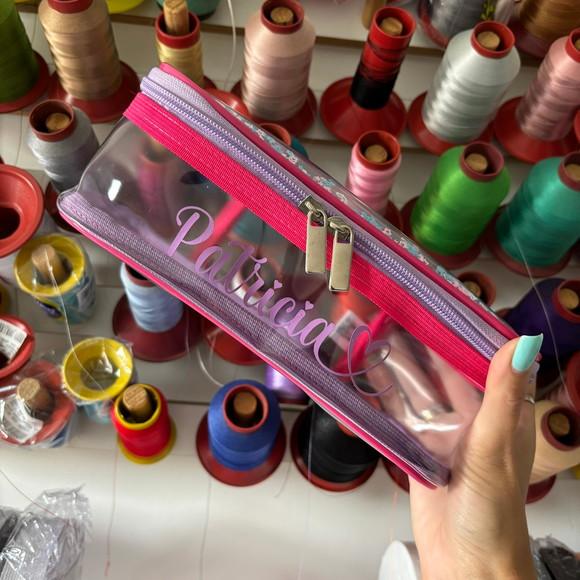 Necessaire Estojo Plástico Transparente Brilho Personalizado