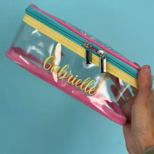 Kit com 10 Unidades Necessaire Estojo com Transparência
