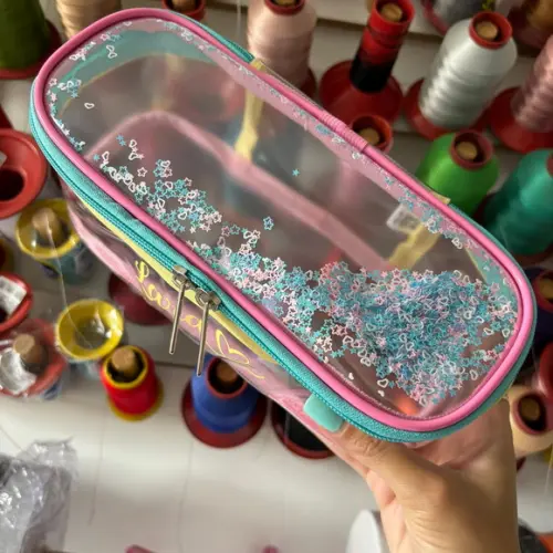 Necessaire Estojo Plástico Transparente Brilho Personalizado