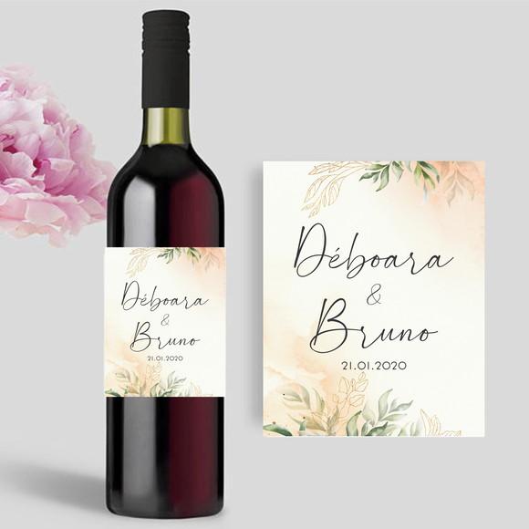 (Recomendado) Rótulo para garrafa de Vinho Floral Rústico