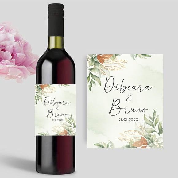 (Recomendado) Rótulo para garrafa de Vinho Floral Rústico