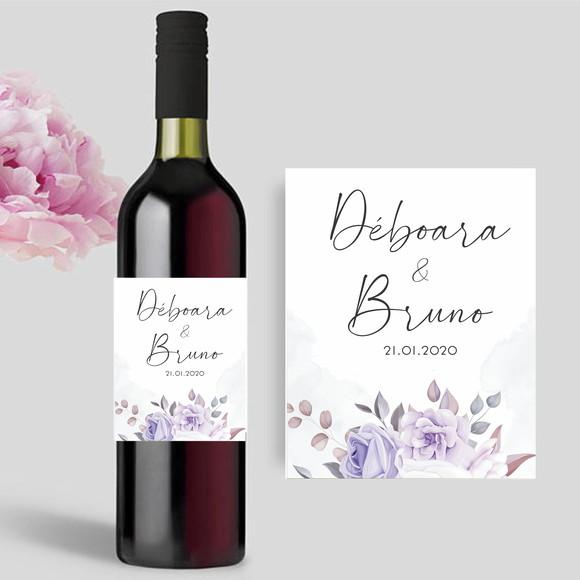 (Recomendado) Rótulo para garrafa de Vinho Floral Lilás