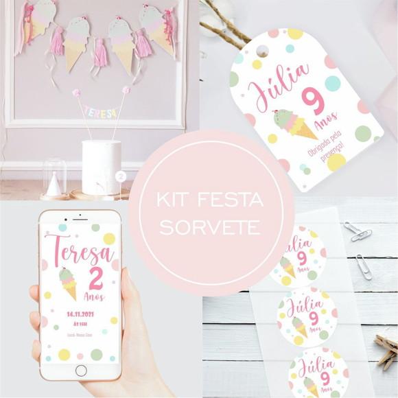 [recomendado] Kit Festa Infantil Sorvete - 64 Itens