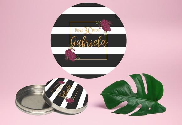 Adesivo para latinha mint to be aniversário floral marsala