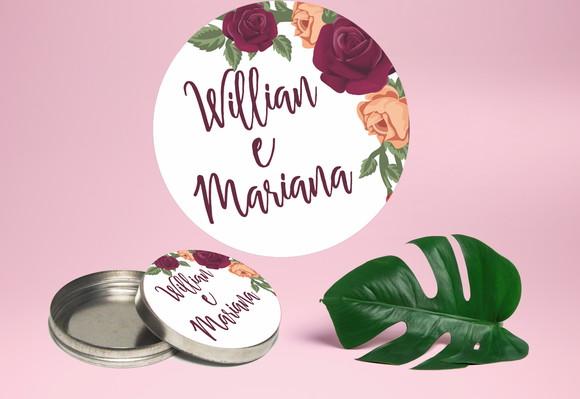 Adesivo para latinha mint to be Casamento floral marsala