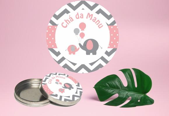 Adesivo para latinha mint to be elefantinho chevron Rosa