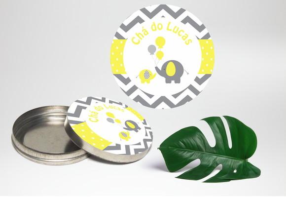 Adesivo para latinha mint to be elefantinho chevron amarelo