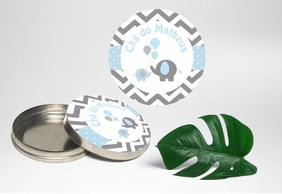 Adesivo para latinha mint to be elefantinho chevron Azul