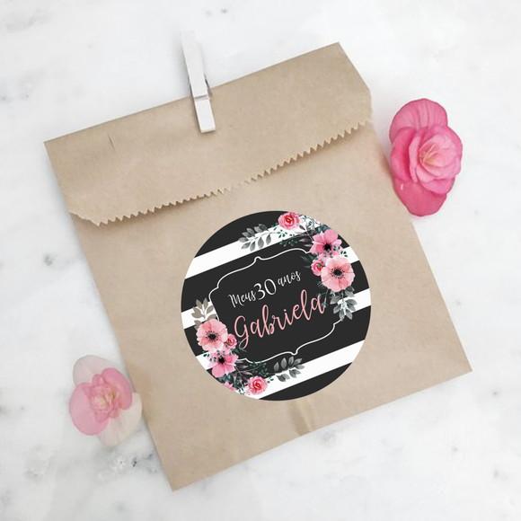 Adesivo para lembrancinha de aniversário floral