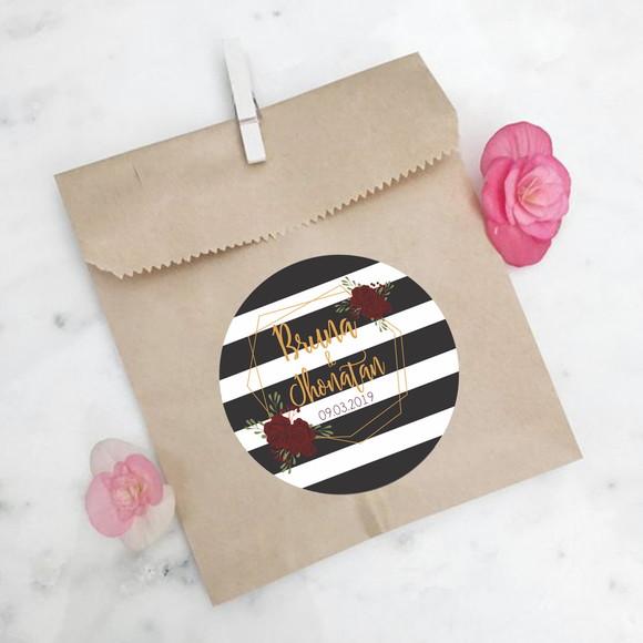 Adesivo para lembrancinha de casamento floral