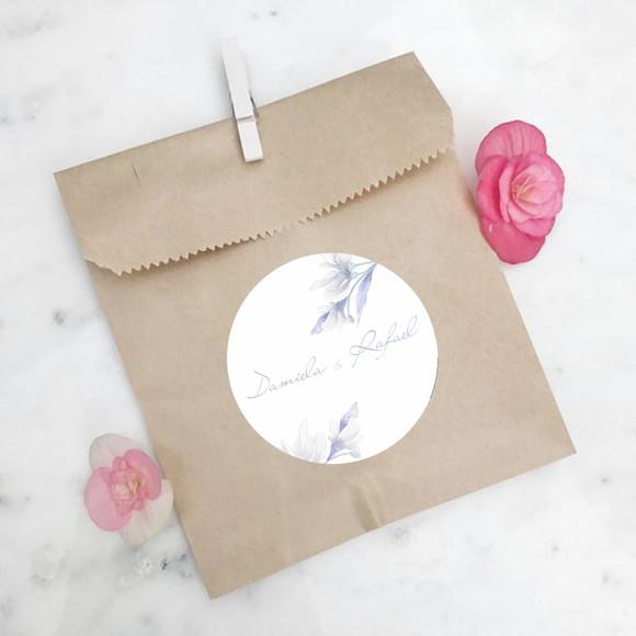 Adesivo para Lembrancinha de Casamento Floral Azul Serenity