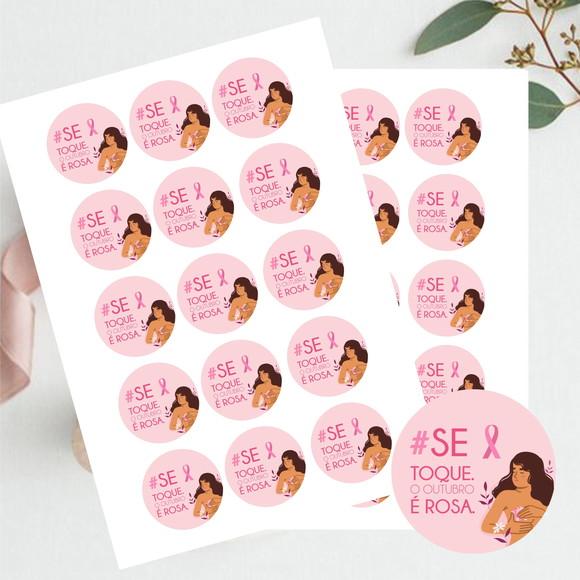 Adesivo para lembrancinha Outubro Rosa