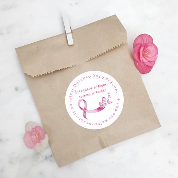 Adesivo para lembrancinha Outubro Rosa