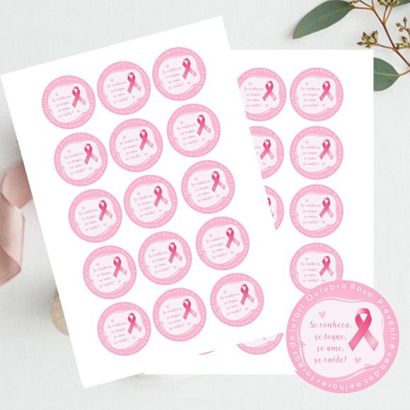 Adesivo para lembrancinha Outubro Rosa