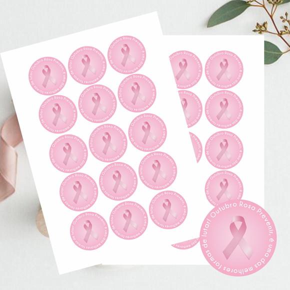 Adesivo para lembrancinha Outubro Rosa