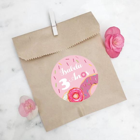 Adesivo Redondo para Lembrancinha Donuts