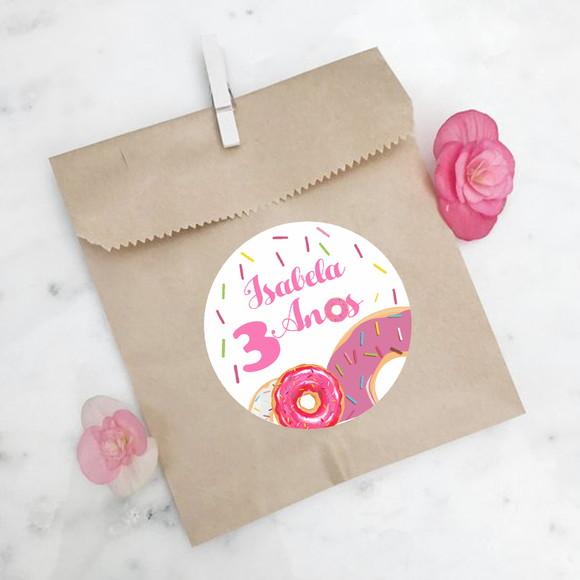 Adesivo Redondo para Lembrancinha Donuts