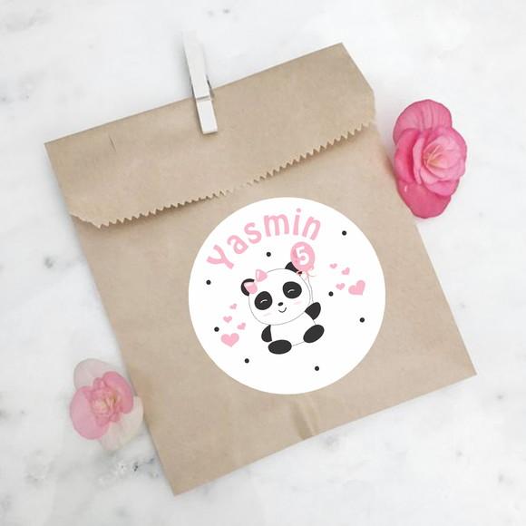 Adesivo Redondo para Lembrancinha Panda Menina