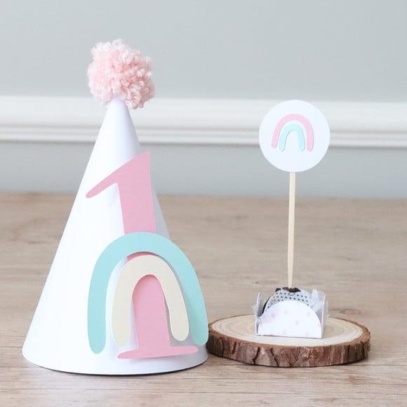 Chapéu de festa Arco-ìris boho chic rosa
