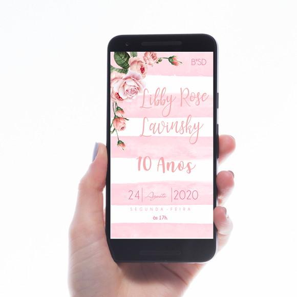 Convite Digital Floral Rosa