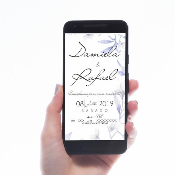 Convite Digital para Casamento Floral Azul Serenity