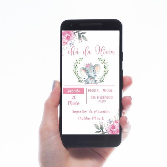 CONVITE DIGITAL PARA CHÁ DE BEBÊ ELEFANTINHO