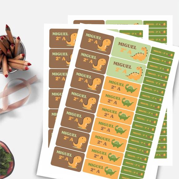 Etiquetas para Material Escolar Dinossauro