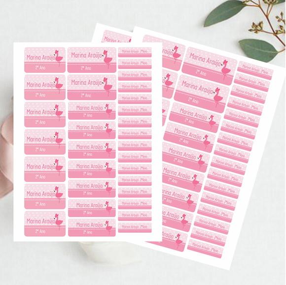Etiquetas para Material Escolar Flamingo