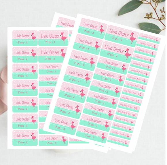 Etiquetas para Material Escolar Flamingo