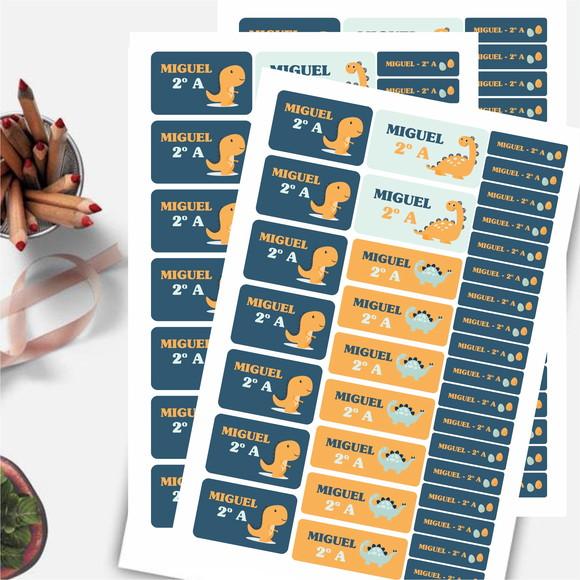 Etiquetas para Material Escolar Dinossauro