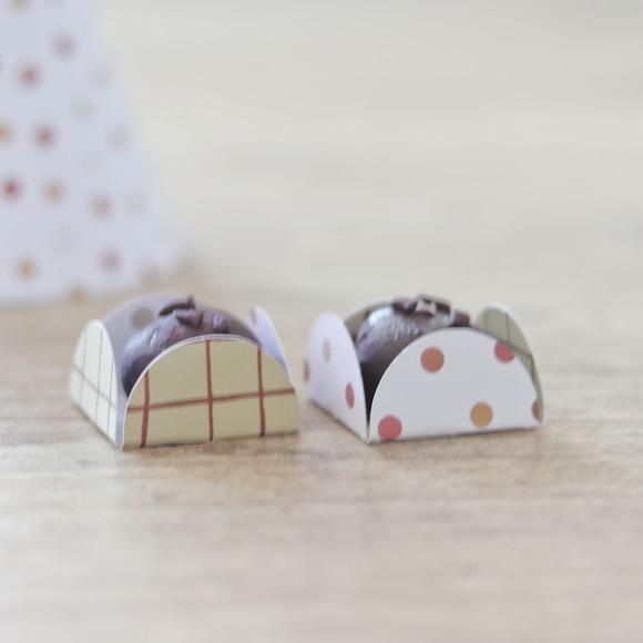 Forminha de Doce Xadrez e Bolinha (dupla Face) - Boho