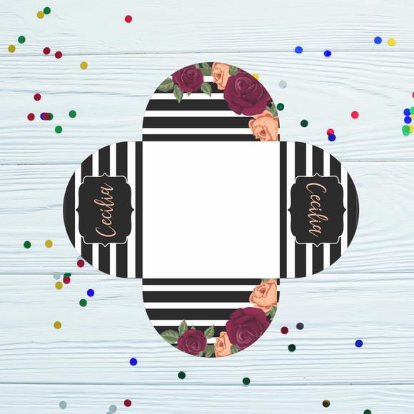 Forminha para Doces floral com listras marsala